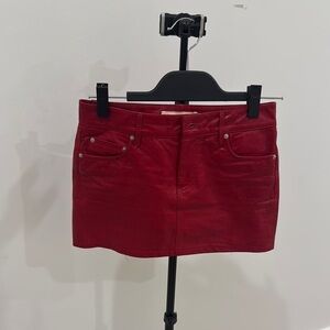 Red Leather Mini Skirt